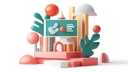 Poster - A minimalistic and modern technology logo featuring a creative PC monitor and geometric shapes.