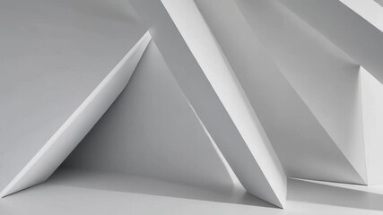 Poster - Abstract architectural interior with white geometric shapes and bright light design in studio