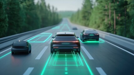 Poster - A next-gen highway system with AI-controlled lanes, dynamic toll collection, and smart vehicle routing.