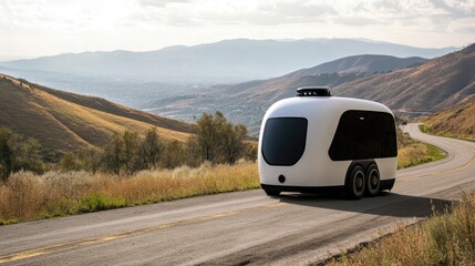 Poster - A self-driving delivery van equipped with AI-powered logistics tracking, real-time navigation, and automated loading.