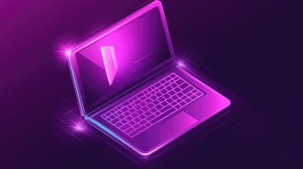 Poster - A vibrant IT logo featuring a creative laptop icon with gradient lighting and smooth curves.