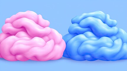 Wall Mural - abstract pink and blue candy clouds on pastel background