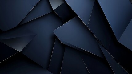 Poster - Abstract Dark Blue Geometric Shapes Background Image, Modern Polygonal Design