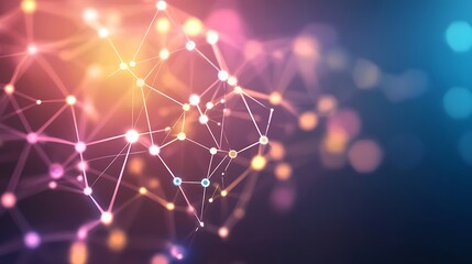 Fototapete - Abstract Network Connection Dots and Lines Background Image Representing Global Communications and Data Transfer
