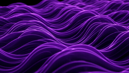 Poster - Abstract flowing futuristic background, moving neon purple waves