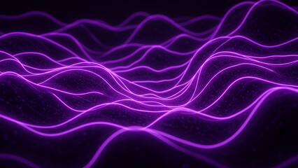 Fototapete - An abstract, futuristic scene characterized by undulating neon purple waves
