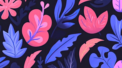 Sticker - vibrant tropical leaf pattern on dark background