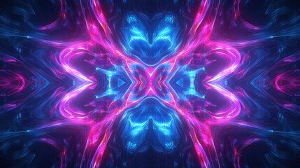 Poster - Colorful Abstract Light Symmetry with Blue and Pink Hues
