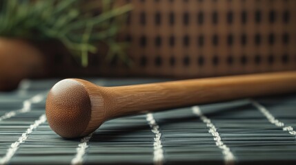 Poster - Wooden Rod with Smooth End on Stylish Textured Background
