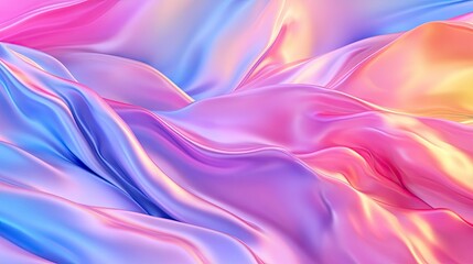 Poster - Soft Colorful Silk Waves with Shimmering Textures and Light Effects