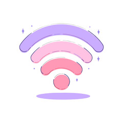 Poster - Minimalist Wi-Fi signal vector illustration in pastel pink and purple tones, symbolizing wireless internet, connectivity, and digital communication.