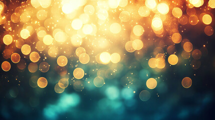Wall Mural - vibrant abstract background with glowing bokeh lights in warm golden hues, creating festive and drea