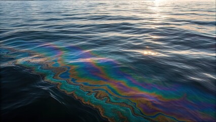 Poster - Slick Patterns Forming Iridescent Reflections on Calm Seawater