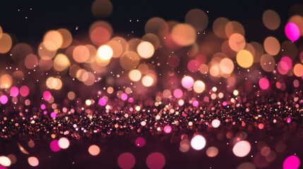 Wall Mural - vibrant display of colorful bokeh lights creates festive and dreamy atmosphere, with pink, gold, and