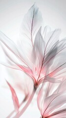 Poster - Translucent leaves gracefully sway in the light, revealing delicate veins and soft shades of pink. Their ethereal beauty invokes a sense of calm and tranquility, perfect for nature lovers