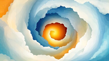 Wall Mural - Spiral Cloud Tunnel to Inner Light