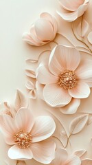 Poster - Soft petals in shades of blush and cream grace the background, showcasing an intricate floral design that evokes tranquility and beauty in any space