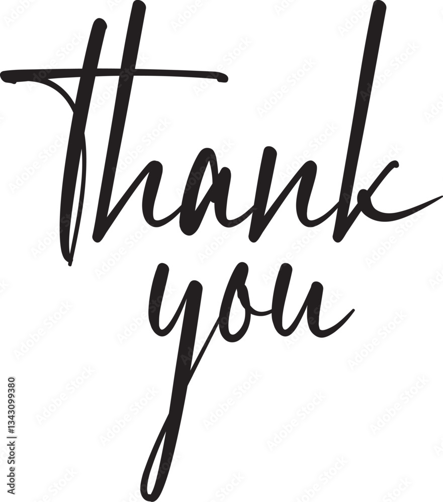 Thank you text on white background. Calligraphy lettering Vector ...