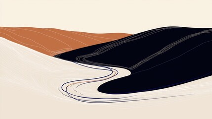 Wall Mural - abstract desert landscape, winding path, minimalist art, background for design