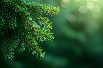 Wall Mural - Lush Evergreen Pine Needles with Soft Bokeh Background for Seasonal and Nature Designs