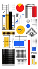 Wall Mural - abstract geometric shapes composition, colorful design, various forms