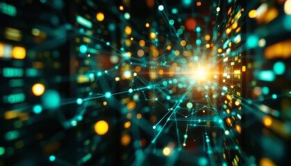 Poster - Networked Data Stream: A Futuristic, Bright Abstract Visualization
