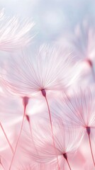 Aufkleber - Wispy petals float gracefully, colored in shades of pink and white. Sunlight filters through, illuminating their delicate forms, capturing the essence of tranquility and beauty in nature’s embrace