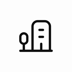 Poster - city office building icon vector sign