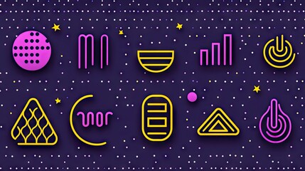 Wall Mural - Abstract graphic design elements on a starry night background