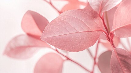 Poster - Intricate pink leaves cascade softly against a gentle backdrop, evoking a sense of peace and calm. The fragile beauty of nature is captured in every detail, inviting admiration