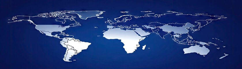 world map with blue background. global business, travel, science concept