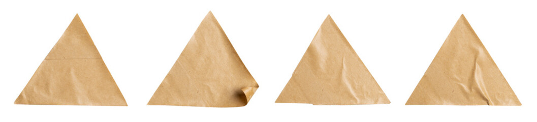 Aufkleber - Set of brown paper stickers with triangular shape, Copy space for text preview sign tags labels elements design, isolated on white background, png