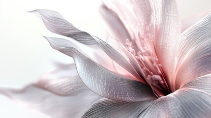 Aufkleber - Intricate flower petals gently unfurl, showcasing a blend of soft pink and white tones. Bathed in serene light, this moment captures the essence of natural beauty and tranquility