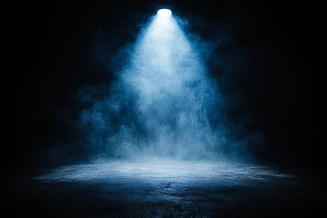 Poster - A template of an abstract light and dark background with an empty gradient black backdrop, studio floor, and blank illustration room, including a spotlight for product display on a presentation