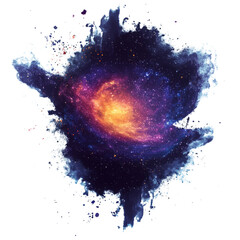 Wall Mural - A bright colorful galaxy swirls amidst a dark cosmic background