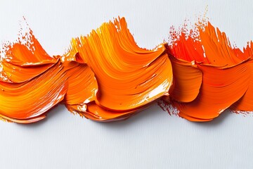 Poster - Abstract oil paint smear with a vivid splash of orange and a colorful line