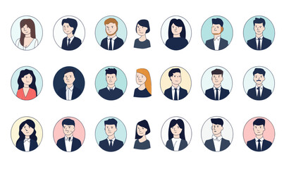 Poster - Flat Minimalist Avatar Profile Icons for Business Men and Women Collection