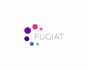 Fototapete - Abstract logo from isolated colorful dots or circles. Creative atom science sign. Universal technology energy concept.  illustration.