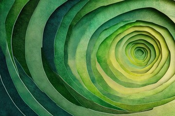 Poster - Green spiral layers created with paper to showcase depth and texture in a vibrant design