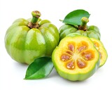 Fresh garcinia atroviridis fruit isolated on white background
