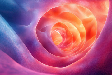 Poster - Vivid retro neon spiral journey through a hyper warp space filled with vibrant colors and luminescent textures