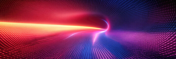 Poster - Experience hyper warp travel through vibrant retro neon space with vivid colors and striking patterns