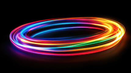 Poster - Bright neon lines swirl rapidly around a central axis, creating a dynamic display of color against a black background, capturing the essence of speed and vibrancy in motion.