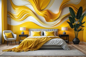 Poster - Vibrant Yellow Abstract Design for Modern Interior Decoration
