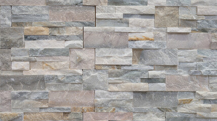 Wall Mural - facade stones grey brown lines wall background of brick gray horizontal stone pattern wallpaper