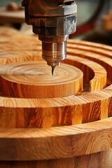 Poster - CNC Router Cutting Perfect Circle in Wood Precision Engineering and Manufacturing Process