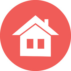 Poster - A home icon is available as a button, on a clean white background, and also featured on a vibrant red button