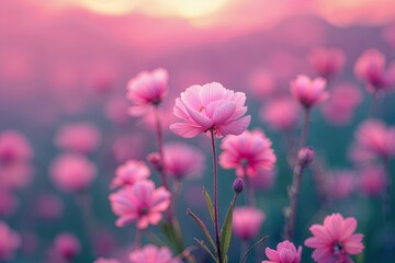 Poster - Elegant Pink Gradient Wallpaper Design with Lively Blurred Background Effects