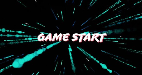 Poster - animation of dynamic blue light streaks on black background for game start