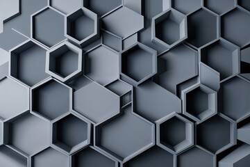 Poster - Stylish Gray Background with Hexagonal Patterns for a Modern Business Banner